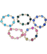 Bracciale Braccialetto Perle Sfere Colorati Molla Elasticizzato Donna Gioielli         