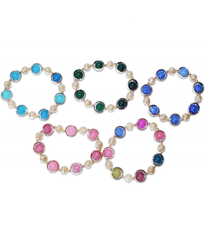 Bracciale Braccialetto Perle Sfere Colorati Molla Elasticizzato Donna Gioielli         