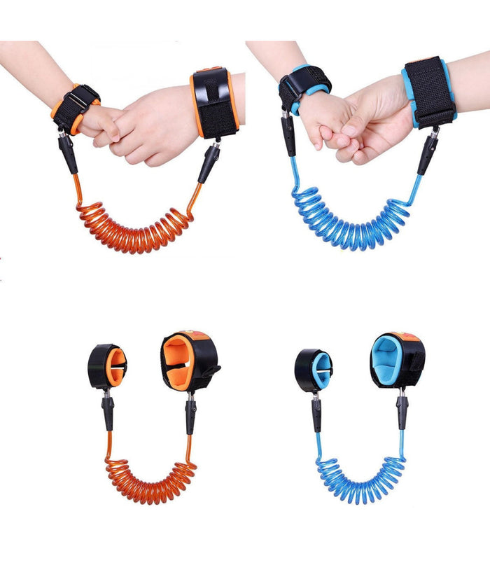 Bracciale Sicurezza Bambino Anti Smarrimento Regolabile Blu Arancione Guinzaglio         