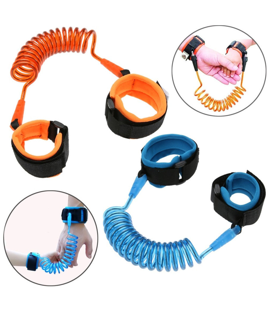 Bracciale Sicurezza Bambino Anti Smarrimento Regolabile Blu Arancione Guinzaglio         