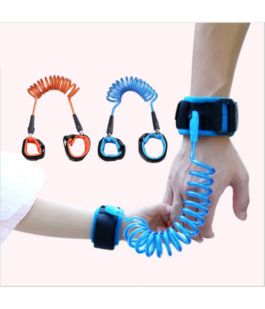Bracciale Sicurezza Bambino Anti Smarrimento Regolabile Blu Arancione Guinzaglio         