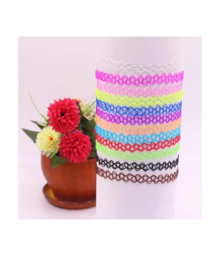 Bracciali Braccialetto Cavigliera In Gomma Stretch Gotico Elastico Effetto Tatoo         