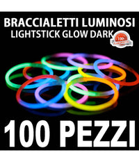 Bracciali Luminosi 100 Pezzi Braccialetti Glow Disco Lightsticks Fluorescenti         