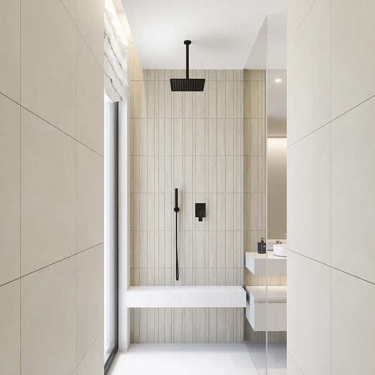 Braccio doccia a soffitto nero opaco 20 cm