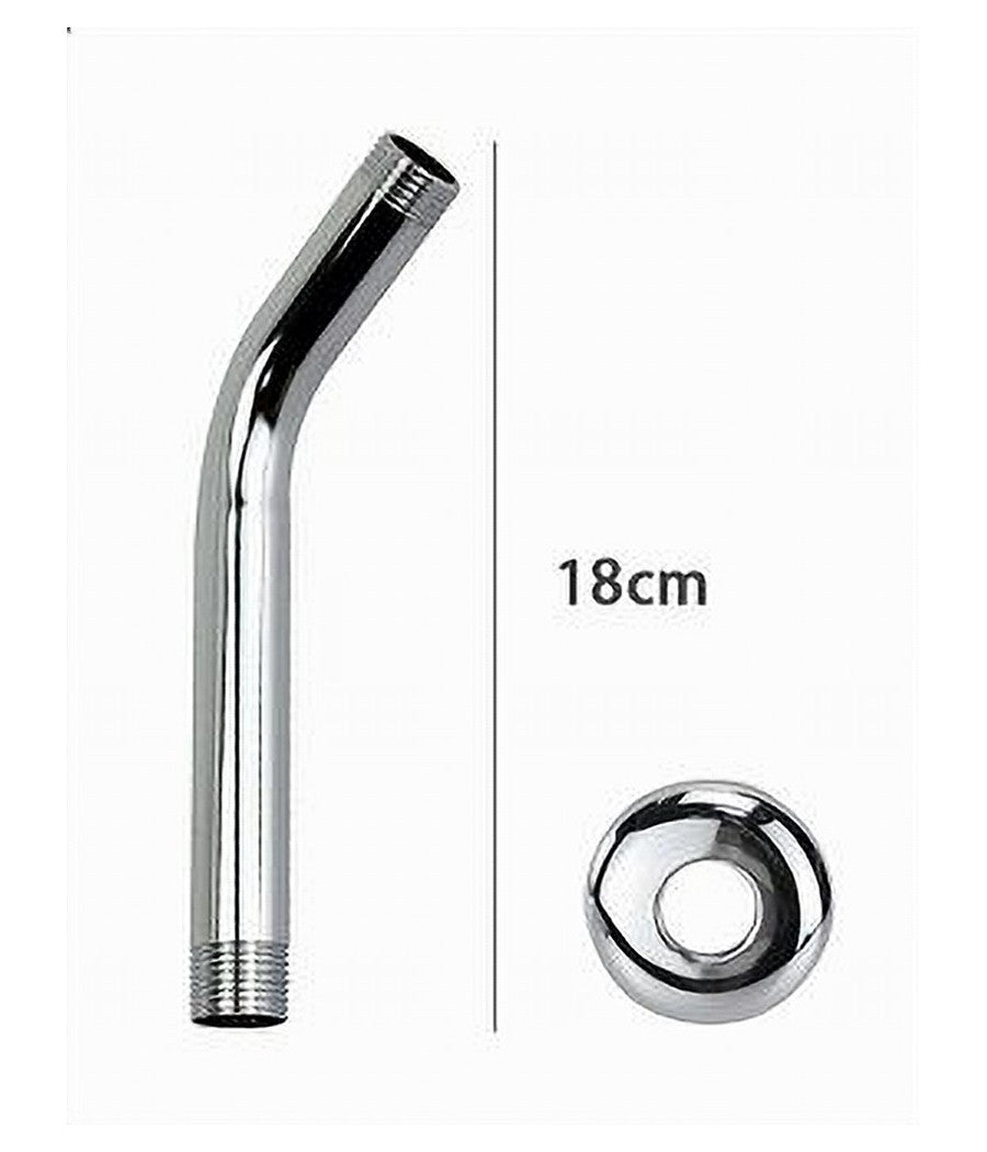 Braccio Per Soffione Doccia Bagno Tondo In Acciaio Cromato Con Rosone 18cm 59498         