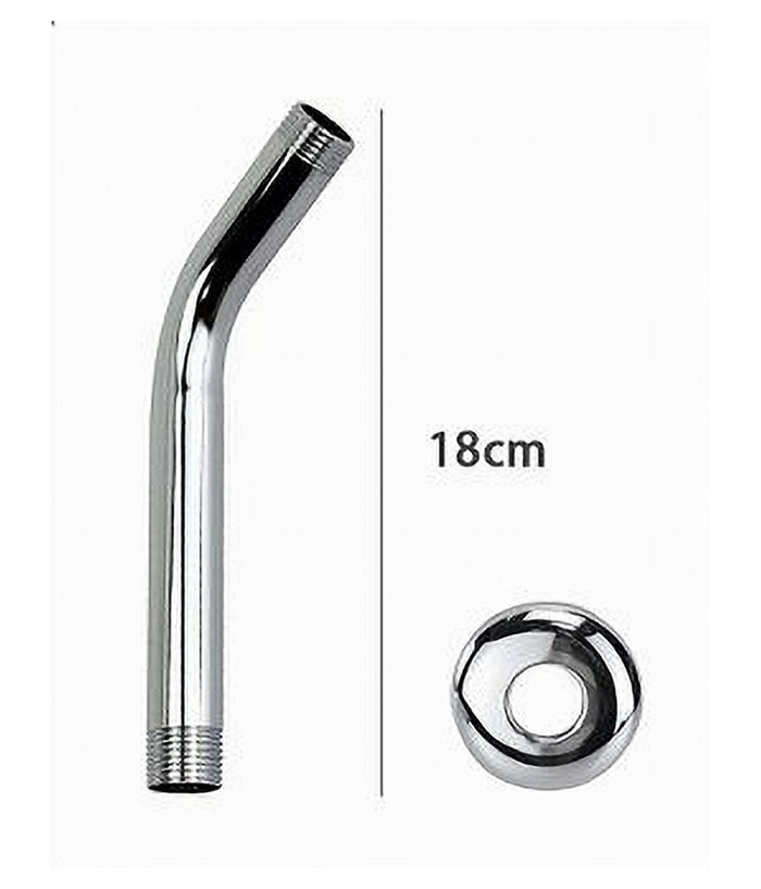 Braccio Per Soffione Doccia Bagno Tondo In Acciaio Cromato Con Rosone 18cm 59498         