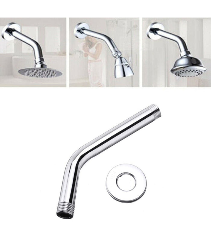 Braccio Per Soffione Doccia Bagno Tondo In Acciaio Cromato Con Rosone 18cm 59498         