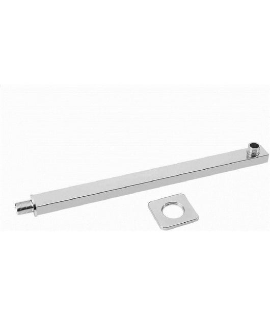 Braccio Per Soffione Doccia Quadrato In Ottone Cromato Completo Di Rosone 35cm         