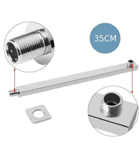 Braccio Per Soffione Doccia Quadrato In Ottone Cromato Completo Di Rosone 35cm         