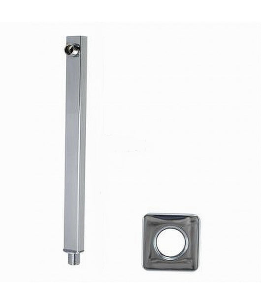 Braccio Per Soffione Doccia Quadrato In Ottone Cromato Con Rosone 25 Cm 59494         