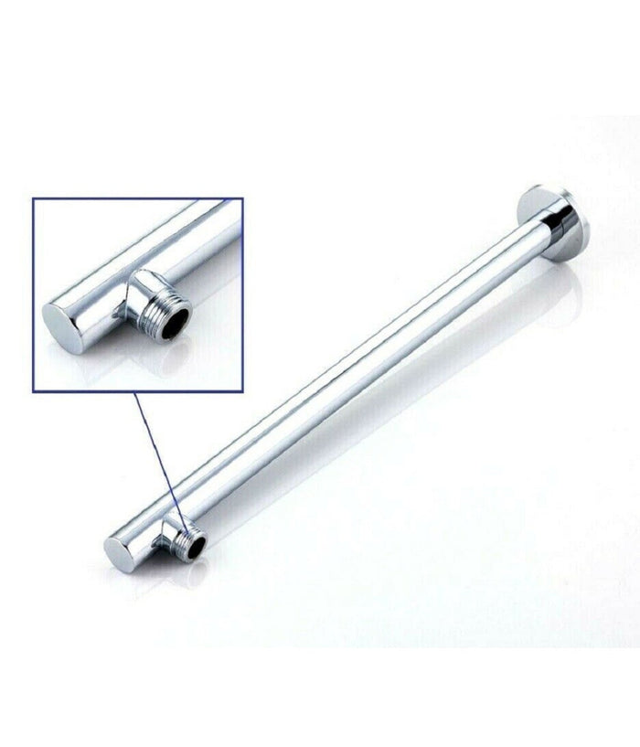 Braccio Per Soffione Doccia Tondo In Ottone Cromato Completo Di Rosone 40cm         