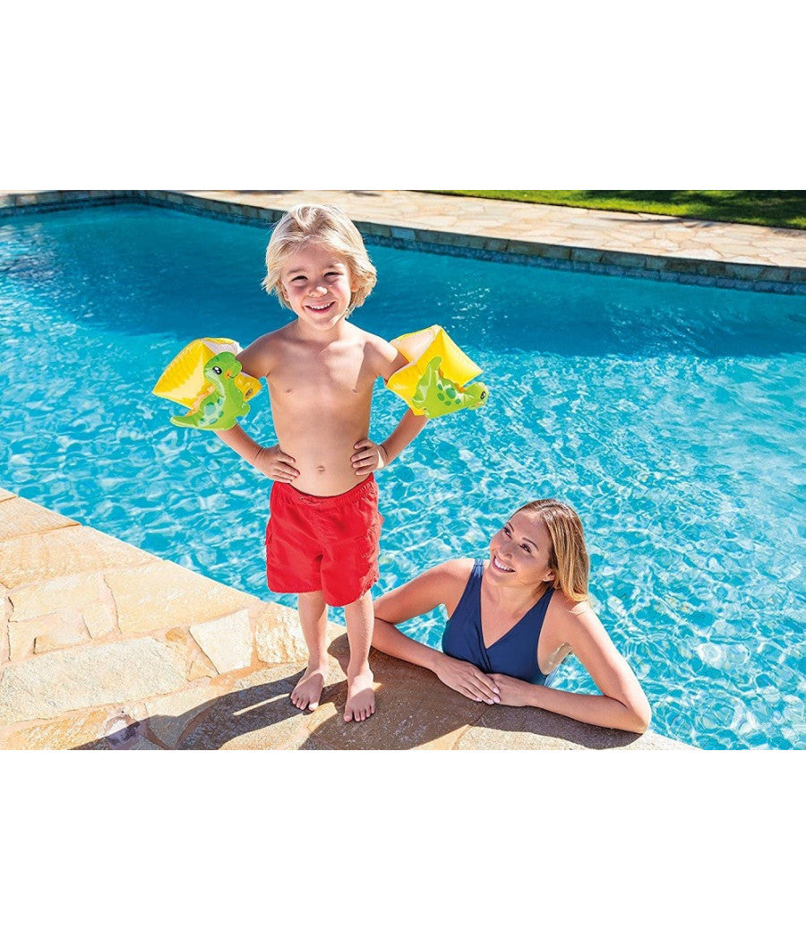 Braccioli Gonfiabili Dinosauri 23 X 20 Cm Per Bambini Dai 3-6 Anni Piscina 56664         