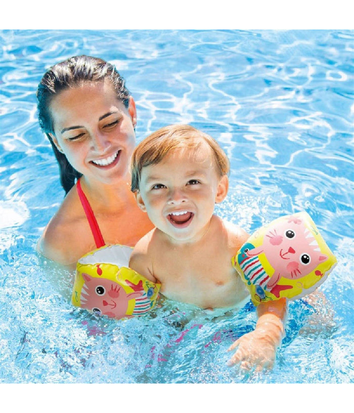 Braccioli Stampa Gattini Felici Gonfiabili 20x15cm Per Bambini Piscina Mare 56665         