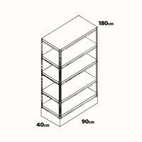 Brace 90 - Scaffale per carichi pesanti, in metallo e MDF, con 5 ripiani regolabili 180x90x40 cm