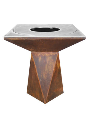 Braciere da giardino, Barbecue con grglia con gambe e copertura protettiva - G1 corten