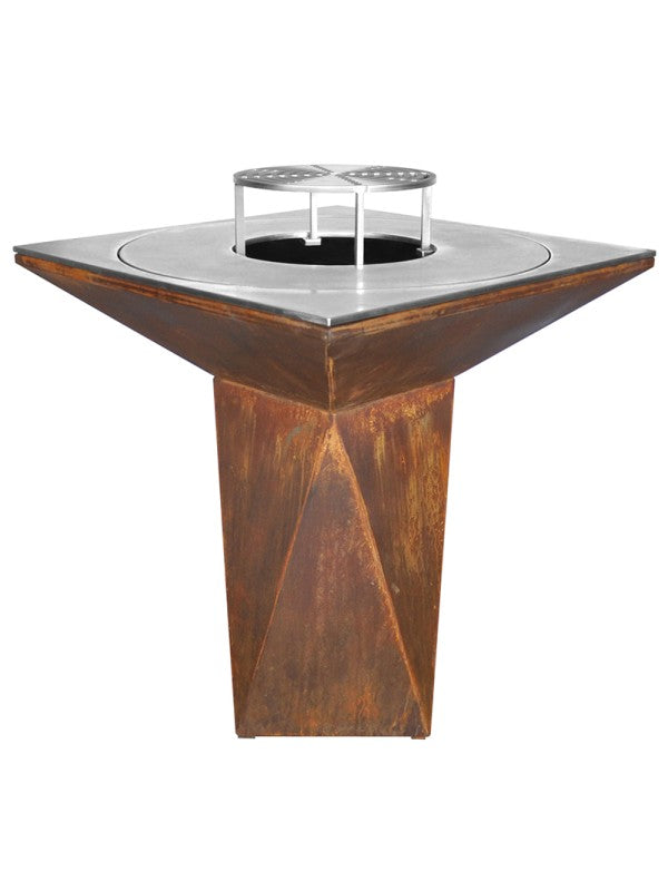 Braciere da giardino, Barbecue con grglia con gambe e copertura protettiva - G1 corten