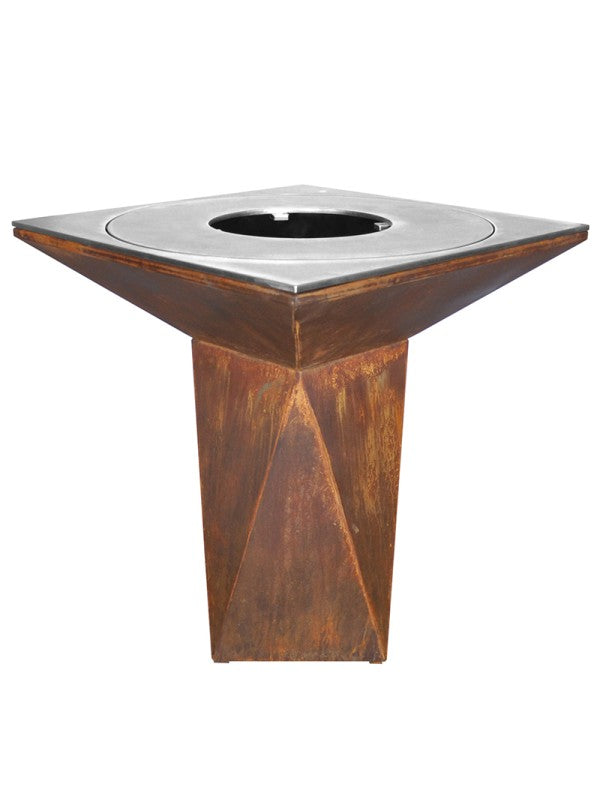 Braciere da giardino, Barbecue con griglia con foro per wok in acciaio - G1 corten