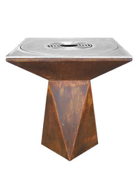 Braciere da giardino, Barbecue con griglia con foro per wok in acciaio - G1 corten