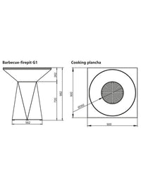 Braciere da giardino, Barbecue con foro per wok e copertura protettiva - G1 corten