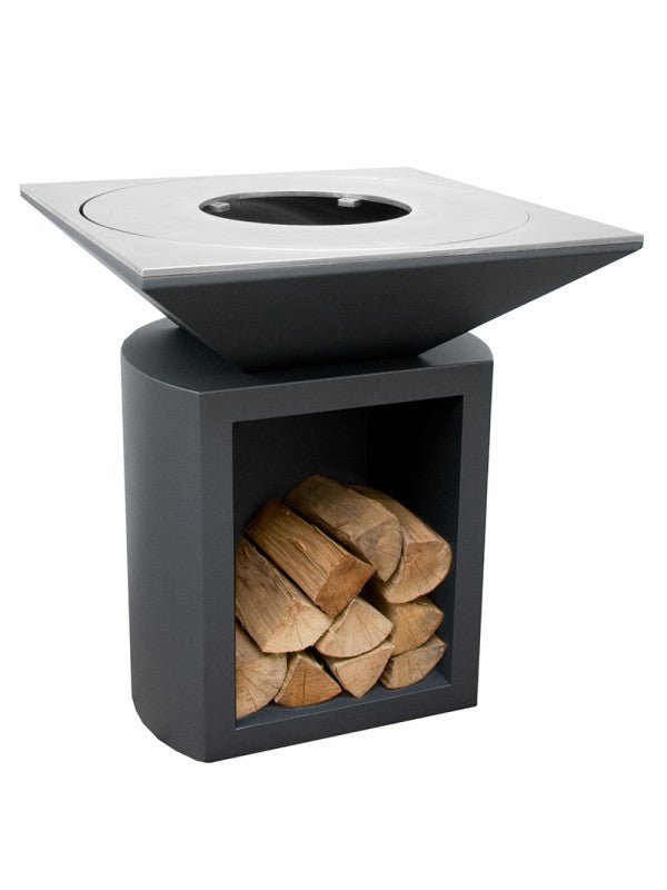 Braciere da giardino, Barbecue con griglia con foro per wok in acciaio - G2 grafite