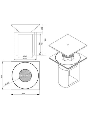 Braciere da giardino, Barbecue con griglia con gambe e copertura protettiva - G2 grafite
