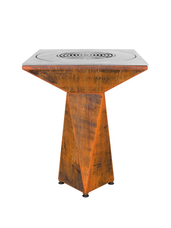 Braciere da giardino, Barbecue con griglia con foro per wok in acciaio - G1 Basic corten