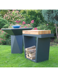 Braciere da giardino, Barbecue con foro per wok e griglia con gambe in acciaio - G1 Basic grafite