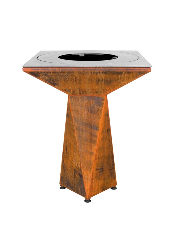 Braciere da giardino, Barbecue con griglia con foro per wok in acciaio - G1 Basic corten