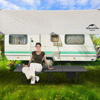 Letto per escursioni regolabile in altezza con estensori per gambe tasca laterale portatile per viaggi spiaggia-2-in-1 brandina da campeggio Nero