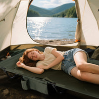 Brandina da campeggio ultralight per adulti con tasca laterale, Brandina compatta per viaggi all'aperto e casa e spiaggia Verde-Letti e sacchi a pelo