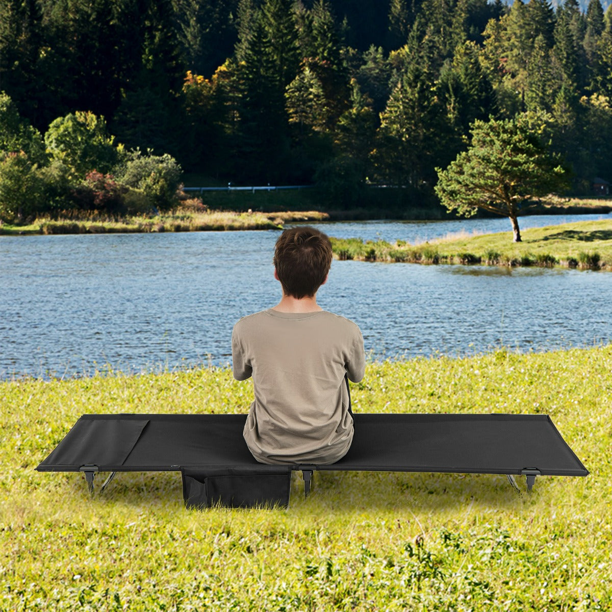 Brandina da campeggio ultralight per adulti con tasca laterale, Brandina compatta per viaggi all'aperto e casa e spiaggia Nero-Letti e sacchi a pelo