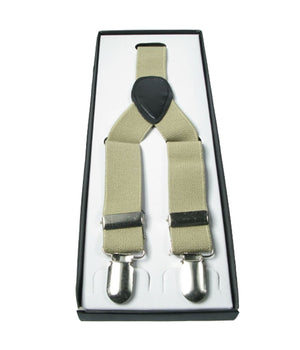 Bretelle Beige Uomo Donna Con Clip Unisex Elasticizzate Regolabili Braces         