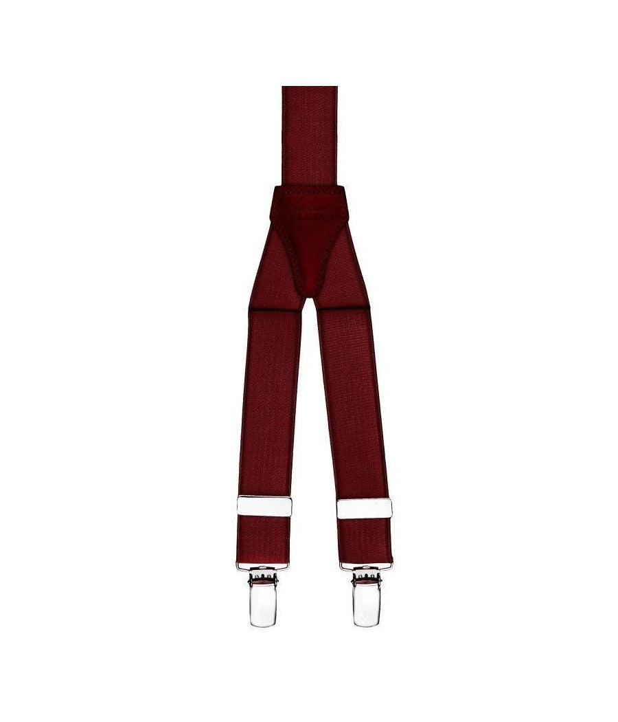 Bretelle Elasticizzate Tinta Unita Uomo Donna Cinghia Regolabile Bordeaux         
