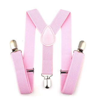 Bretelle Elasticizzate Tinta Unita Uomo Donna Cinghia Regolabile Rosa         