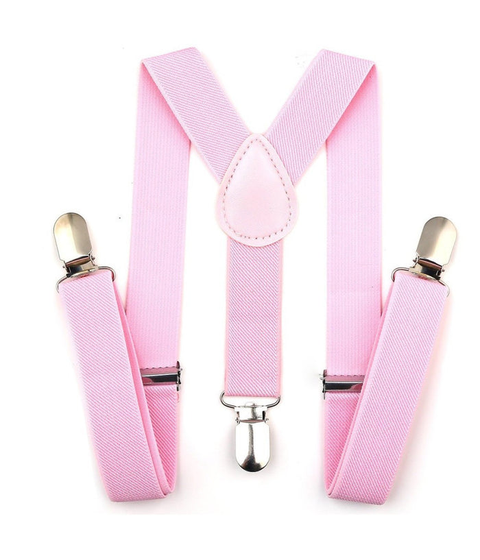 Bretelle Elasticizzate Tinta Unita Uomo Donna Cinghia Regolabile Rosa         