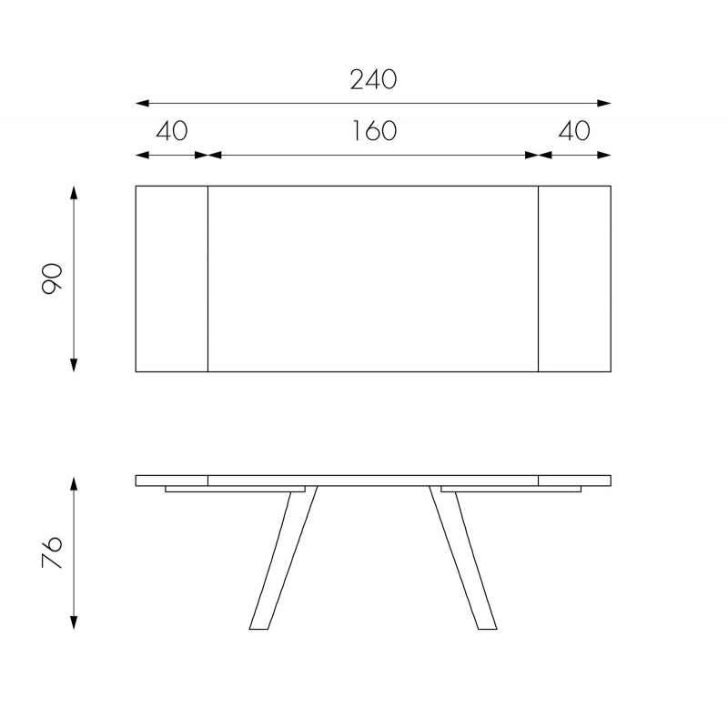 Bridge STONES Tavolo Allungabile 160/240 x 90 cm