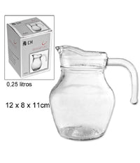 Brocca Birra 0.25lt Vetro Trasparente Caraffa Manico Acqua Vino Succhi Bevande         