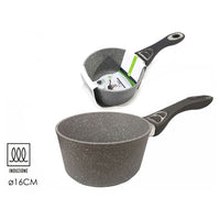 Trade Shop - Brocca Per Latte In Alluminio Antiaderente Rivestimento Pietra Manico Soft-touch ⌀16/18cm -