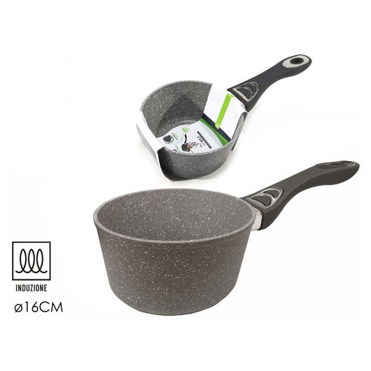 Trade Shop - Brocca Per Latte In Alluminio Antiaderente Rivestimento Pietra Manico Soft-touch ⌀16/18cm -