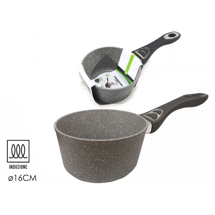 Trade Shop - Brocca Per Latte In Alluminio Antiaderente Rivestimento Pietra Manico Soft-touch ⌀16/18cm -