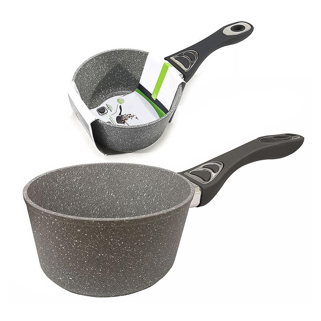 Trade Shop - Brocca Per Latte In Alluminio Antiaderente Rivestimento Pietra Manico Soft-touch ⌀16/18cm -