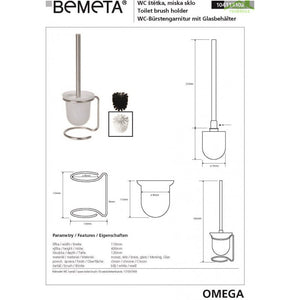 Scopino in vetro su base spazzolata bianca OMEGA 11x40x13 cm