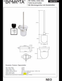 Scopino NEO bianco, tazza in vetro 32,5x14,5x11,5cm