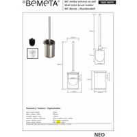 Scopino per WC NEO nero in acciaio inox 34x13,5cmxØ9cm