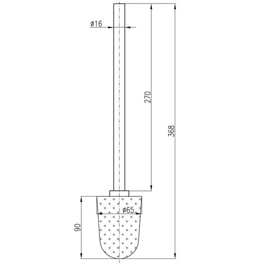Scopino per WC retrò MORAVA in ottone nero 6,5x 36,8 cm, spazzola bianca
