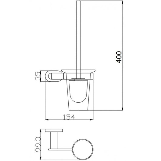 Scopino WC a parete YUKON in vetro e ottone nero opaco 40 cm