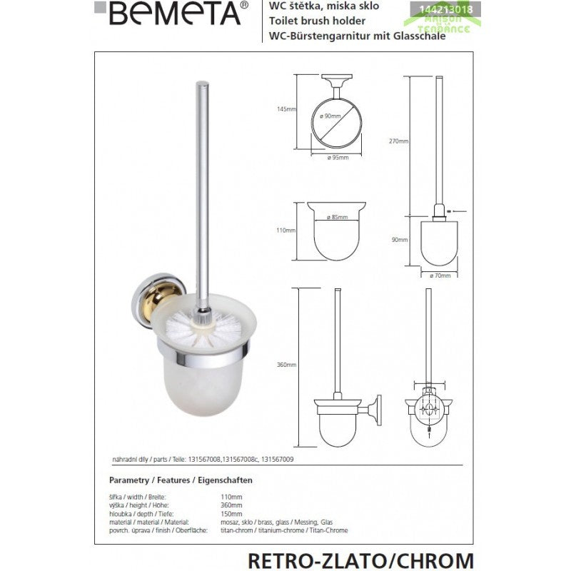 Scopino da parete RETRO in vetro ottone cromo-oro 11x36x15cm