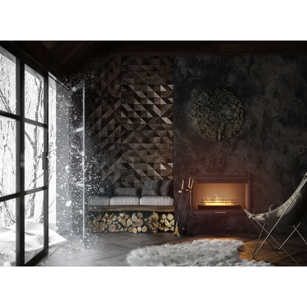 Bruciatore a bioetanolo inserto da appoggio nero opaco in inox 60cm con griglia