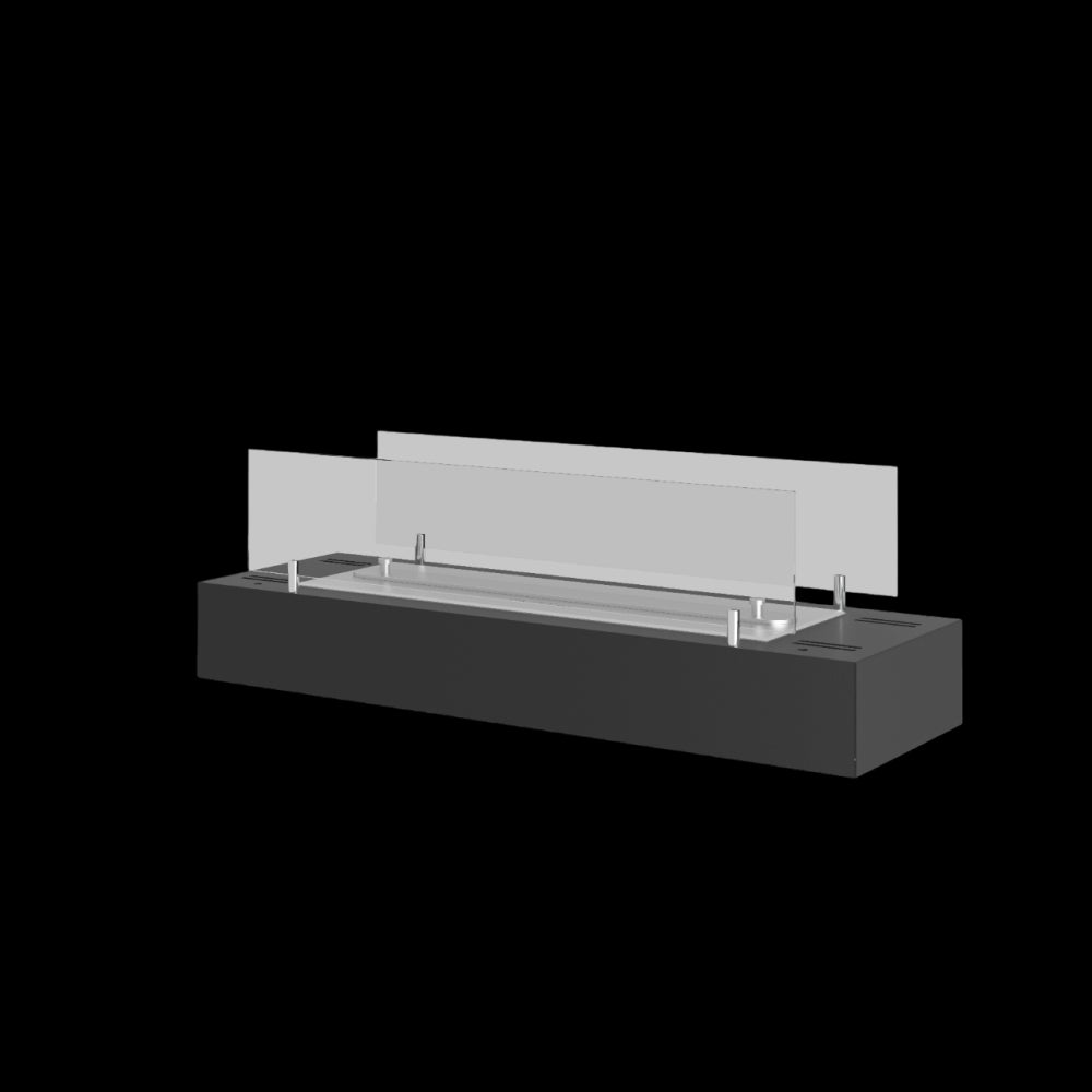 Bruciatore a bioetanolo inserto da appoggio nero opaco in inox 60cm con vetri
