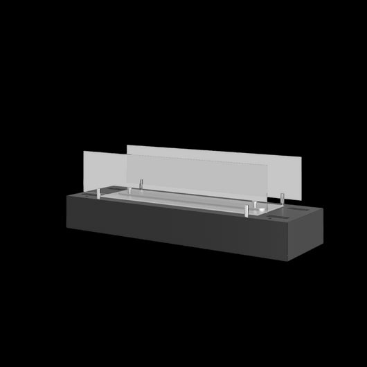 Bruciatore a bioetanolo inserto da appoggio nero opaco in inox 60cm con vetri